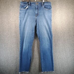 Levis 724 Jeans Women 32 High Rise‎ Straight Medium Wash Frayed Hem